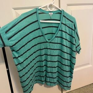 SPLENDID Short Sleeve Striped V-neck Tee